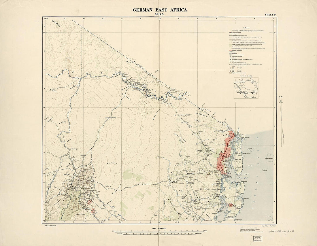This old map of German East Africa from 1915 was created by Great Britain. War Office. General Staff. Geographical Section in 1915