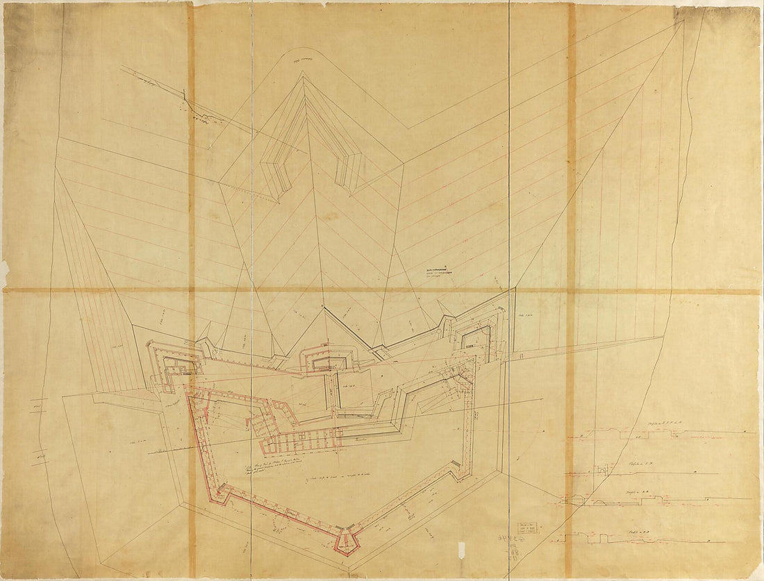 This old map of No. 2 Plan of Fort for Sta. Rosa Id., Pensacola Harbour, Shewing the General Dimensions and the Relations of the Several Parts of the Work from 1860 was created by United States. War Department. Corps of Engineers in 1860