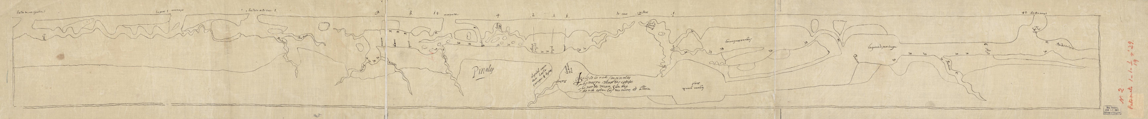 This old map of Derrotero útil Y Provechoso Y En Todo Verdadero De Rios, Caños, Lagunas, Montes, Poblaciones, Envarcaderos, Baraderos,rancherías, El Qual Reza Desde La Ciudad De San Agustin Hasta La Varra De Aiz from 1911 was created by Albaro Mexia i
