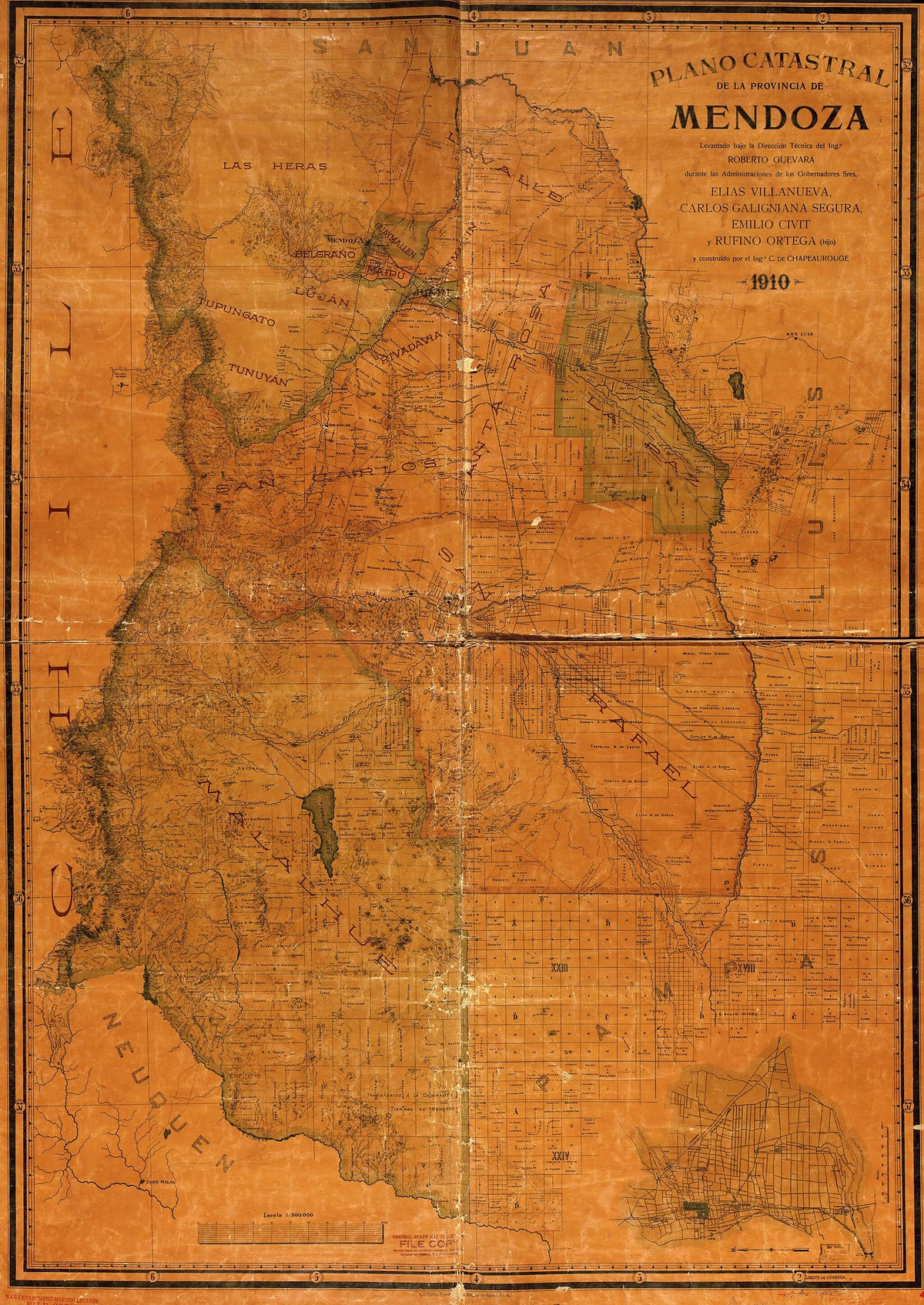 Plano Catastral De La Provincia De Mendoza in 1910 by Relic Map Company