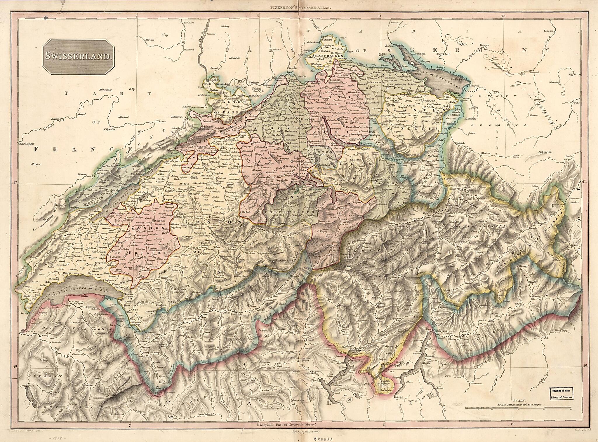 This old map of Swisserland from 1818 was created by Samuel John Neele, John Pinkerton, Thomas Dobson and Son in 1818
