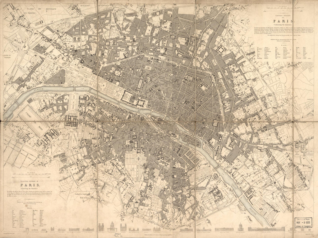 This old map of Eastern Division of Paris : Containing the Quartiers from 1834 was created by W. B. Clarke, James Shury, Society for the Diffusion of Useful Knowledge (Great Britain) in 1834
