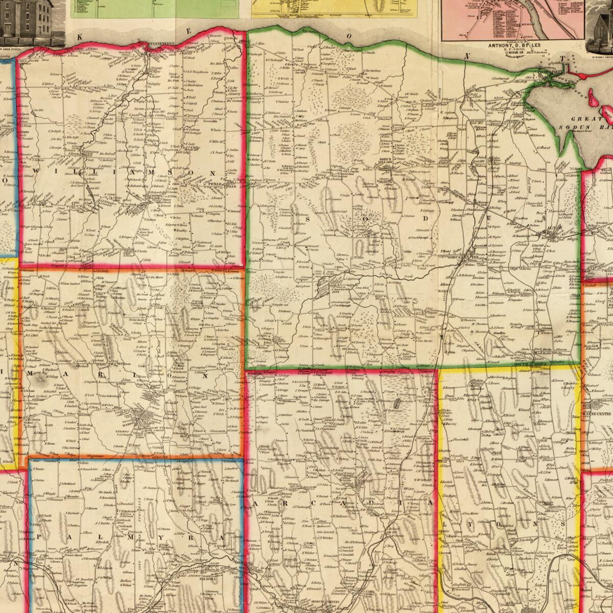 This old map of Map of Wayne County, New York from 1853 was created by Robert Pearsall Smith, Henry Francis Walling in 1853