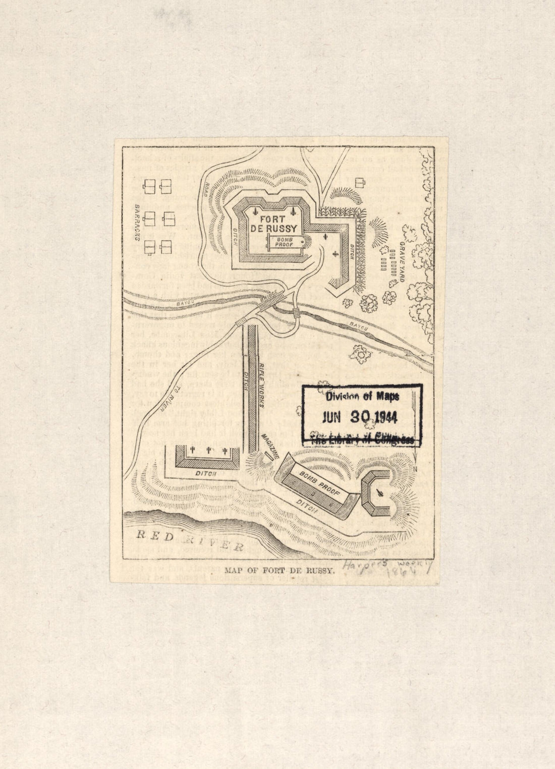 This old map of Map of Fort De Russy from 1864 was created by in 1864