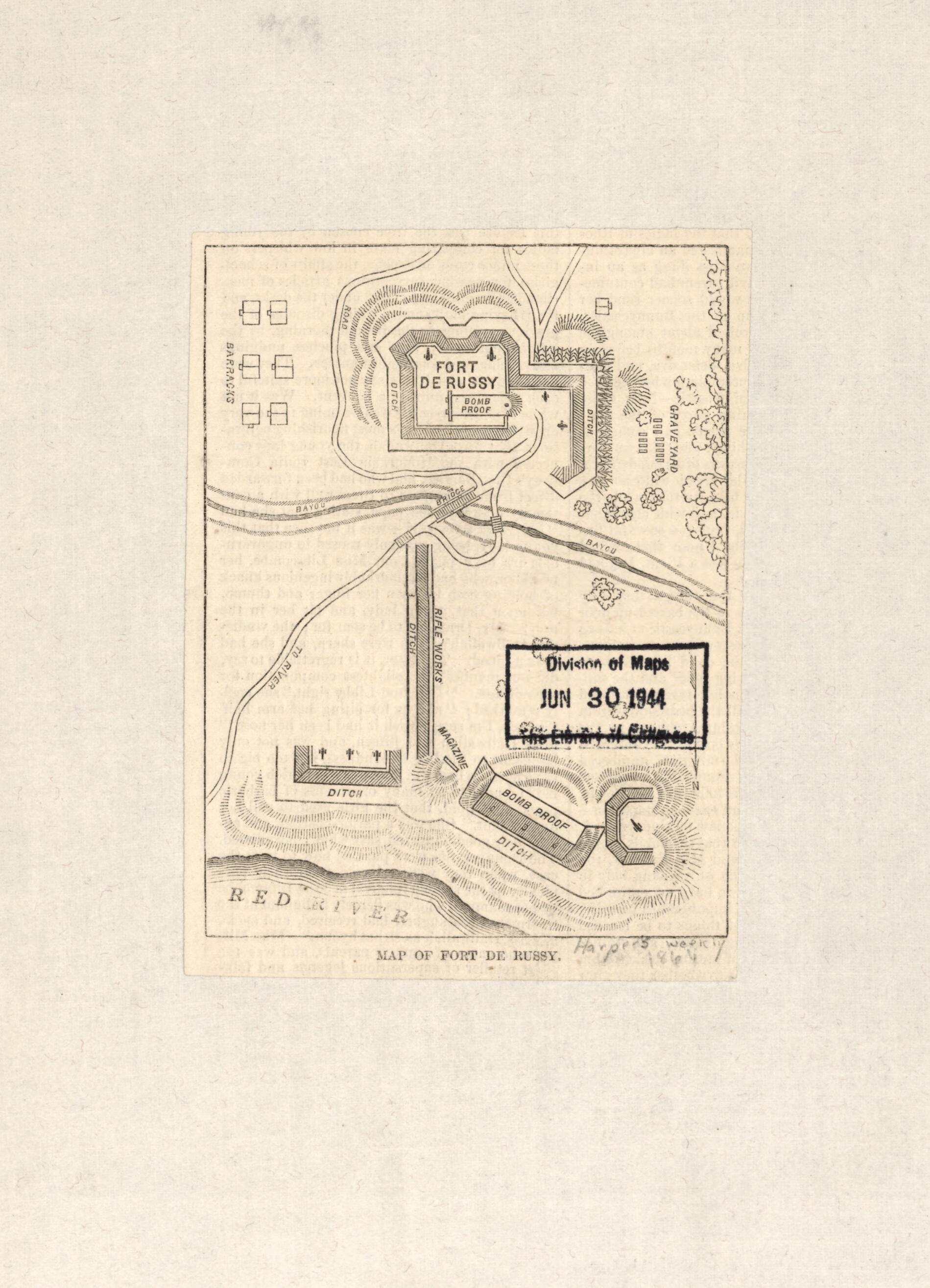 This old map of Map of Fort De Russy from 1864 was created by in 1864