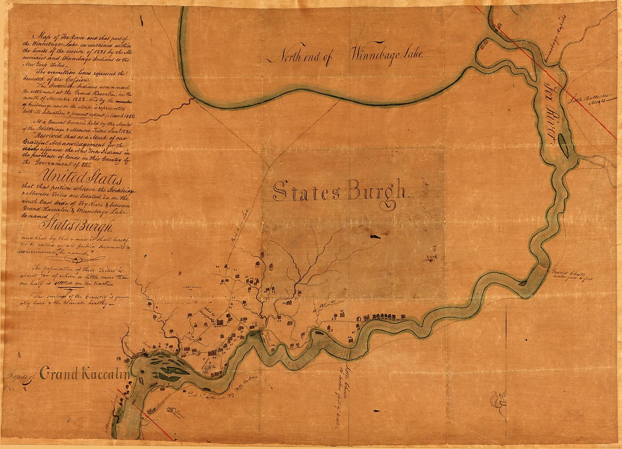 This old map of Map of the Fox River and That Part of the Winnebagoe Lake As Contained Within the Limits of the Cession of 1821 by the Menominie and Winnebago Indians to the New York Tribes from 1832 was created by in 1832