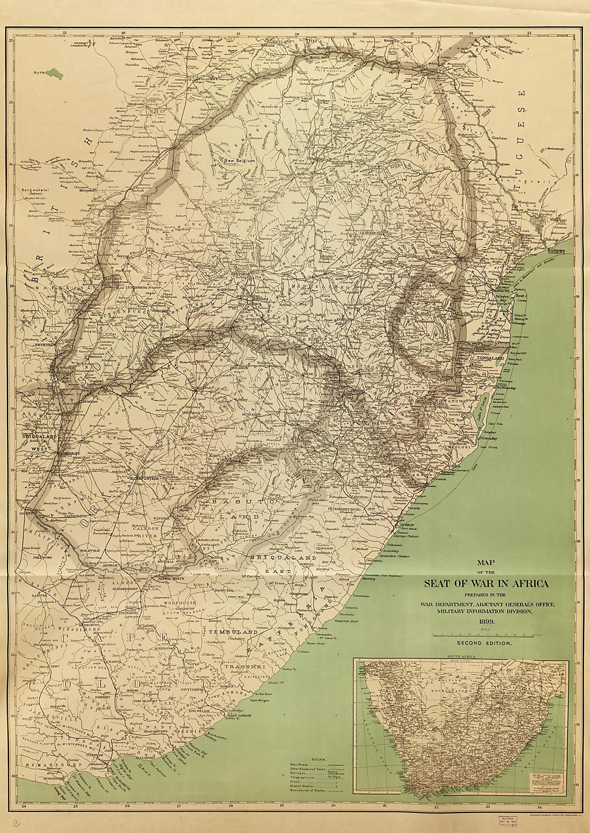 This old map of Map of the Seat of War In Africa from 1899 was created by Norris Peters Co, General&