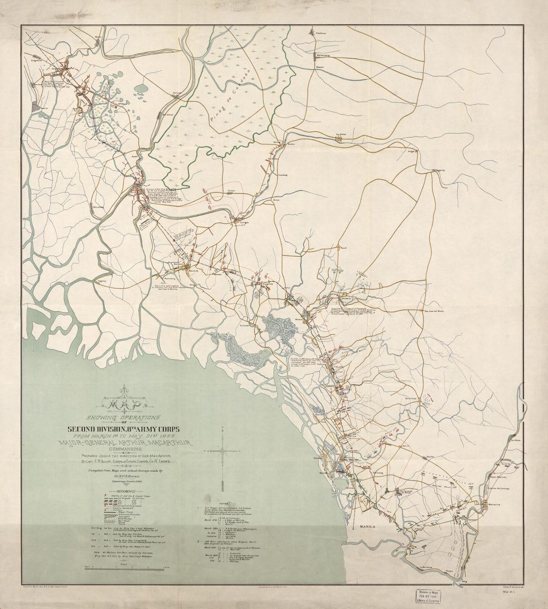 This old map of General Arthur MacArthur Commanding from 1899 was created by Charles H. Ourand, Francis R. (Francis Rawn) Shunk, United States. Army. Corps of Engineers in 1899