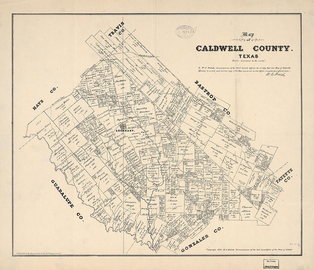 This old map of Map of Caldwell County, Texas from 1880 was created by Texas. General Land Office, W. C. (William C.) Walsh in 1880