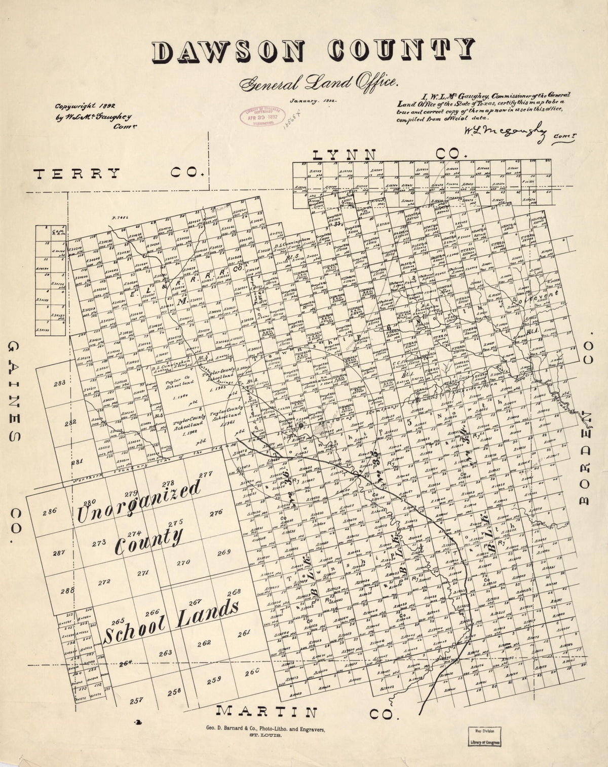 Dawson County 1892 by Relic Map Company