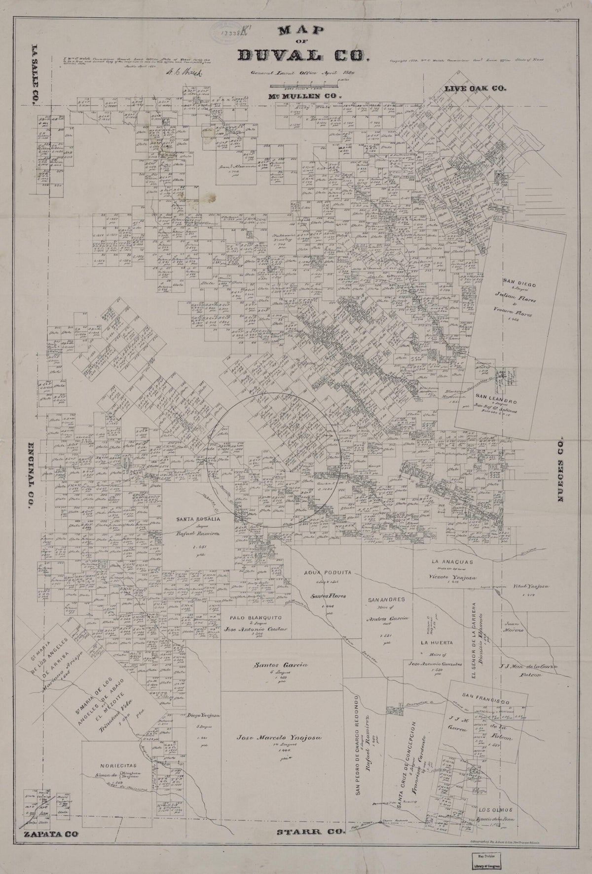 Map of Duval Co 1880 by Relic Map Company
