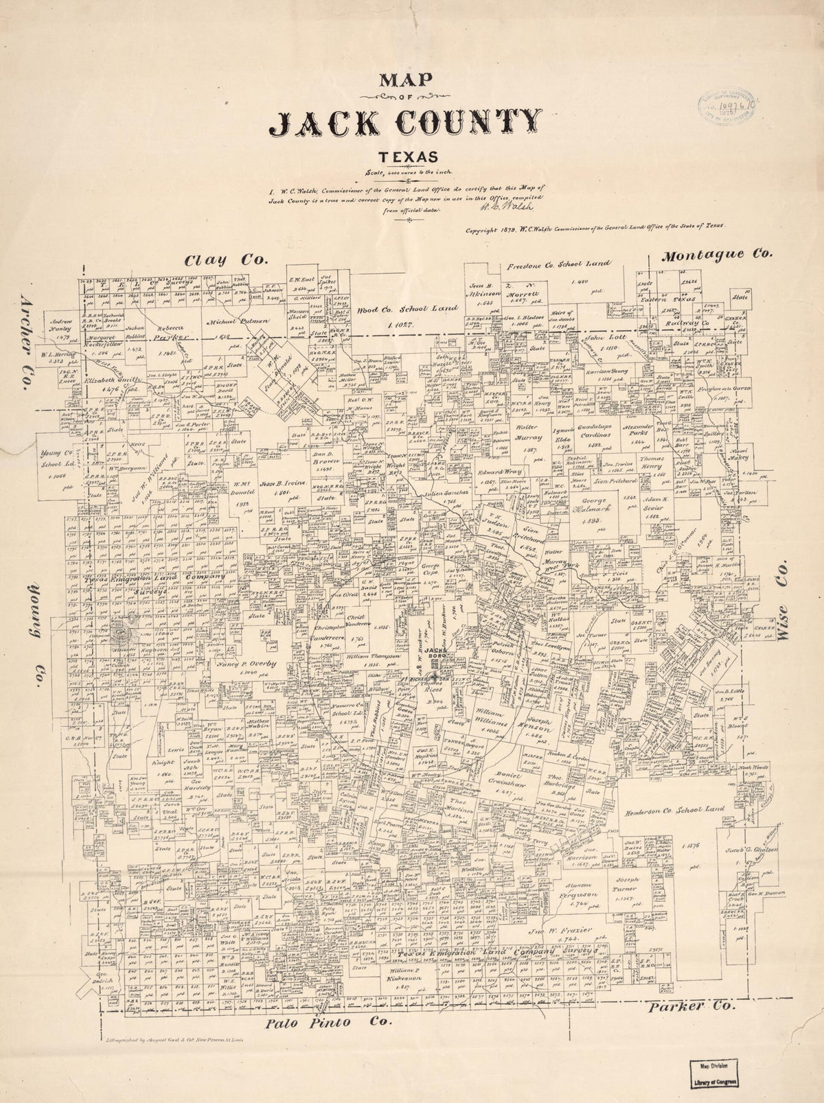 Map of Jack County, Texas 1879 by Relic Map Company