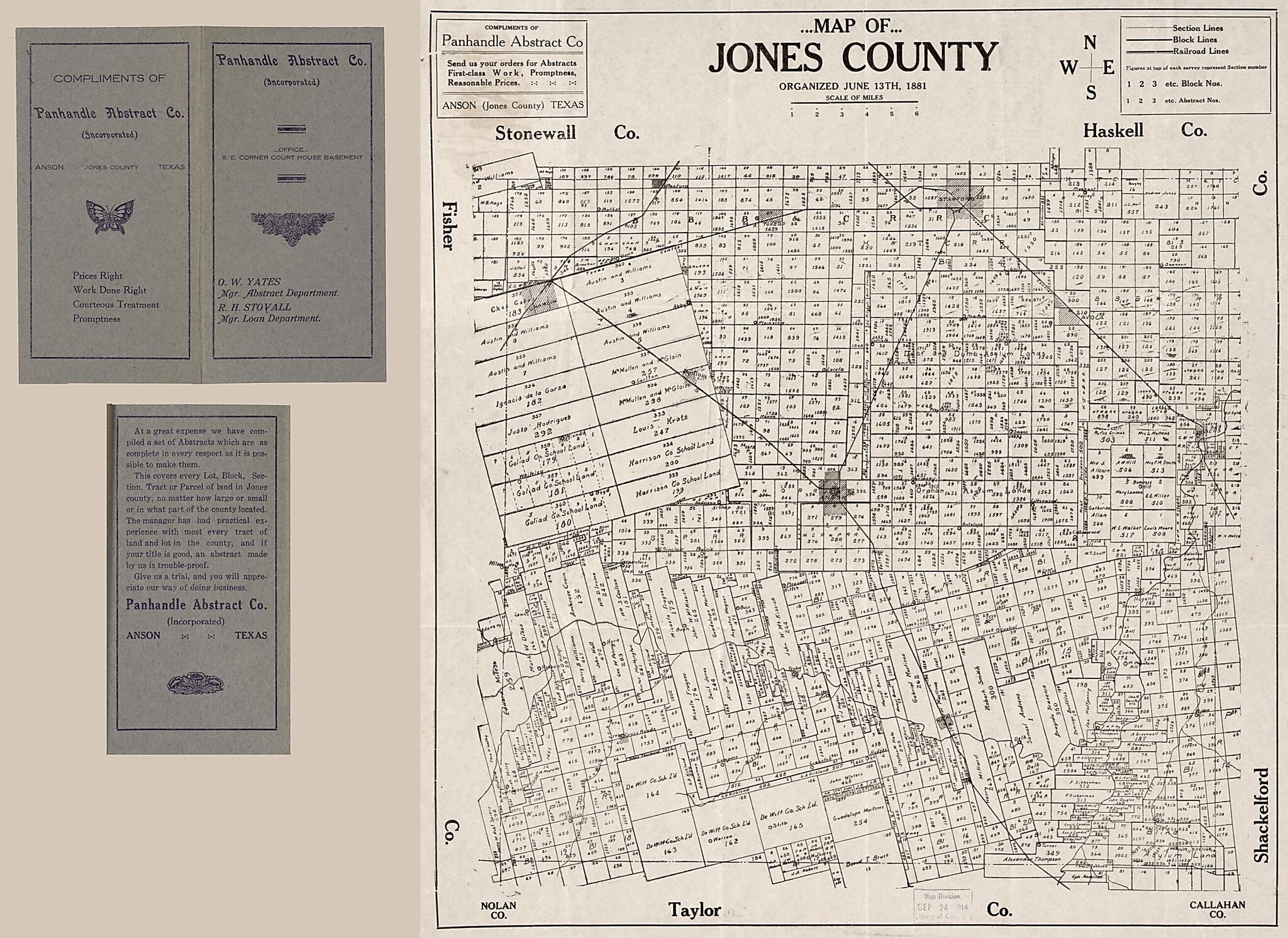 This old map of Map of Jones County : Organized June 13th, 1881 from 1880 was created by Panhandle Abstract Co in 1880