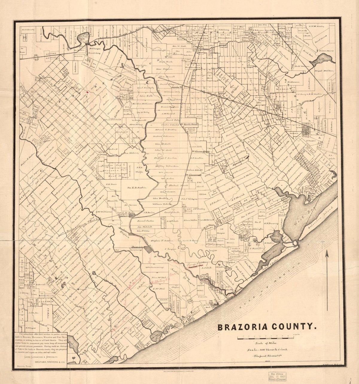 Brazoria County 1877 by Relic Map Company