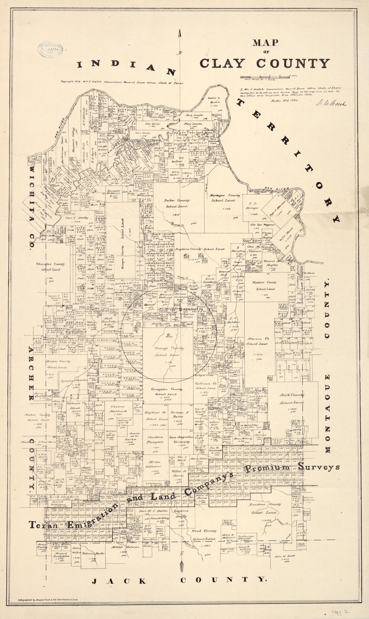 Map of Clay County, Texas 1880 by Relic Map Company