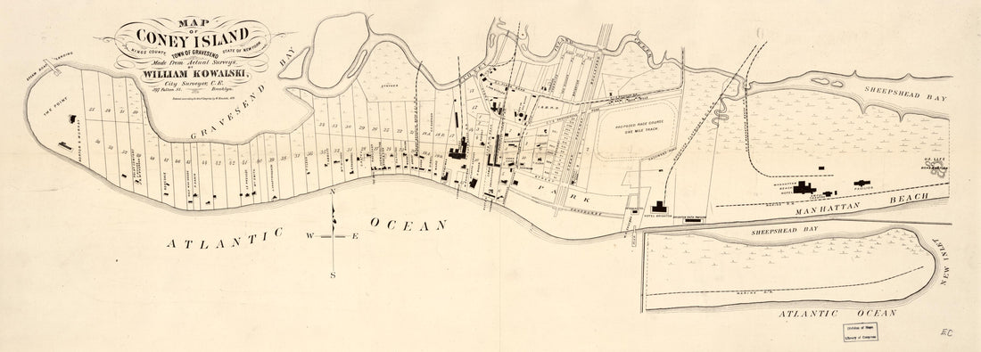 This old map of Map of Coney Island, Town of Gravesend, Kings County, State of New York from 1879 was created by William Kowalski in 1879