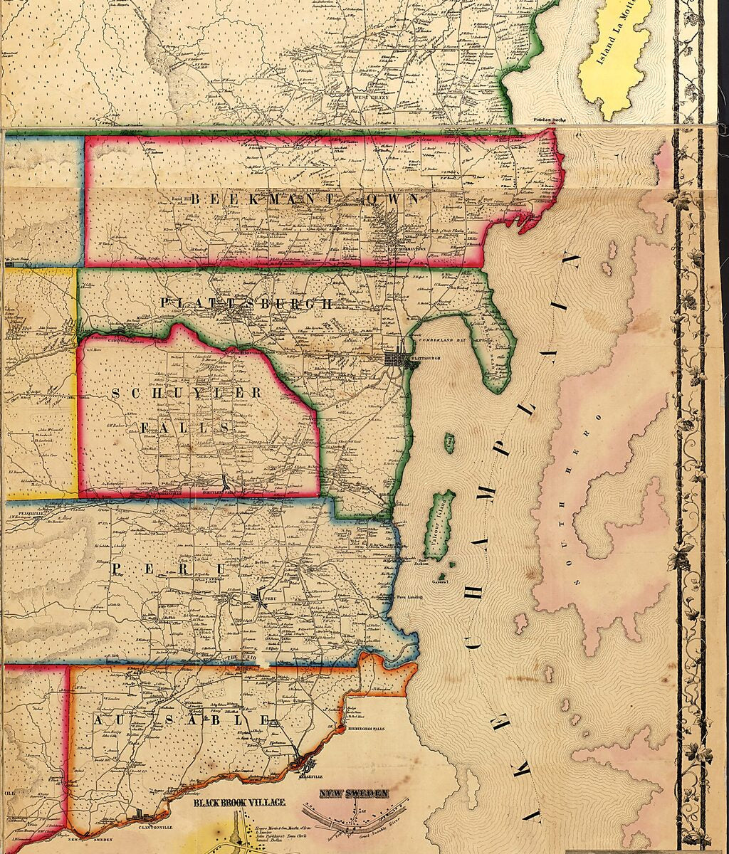 This old map of Map of Clinton County, New York from 1856 was created by A. Ligowsky in 1856