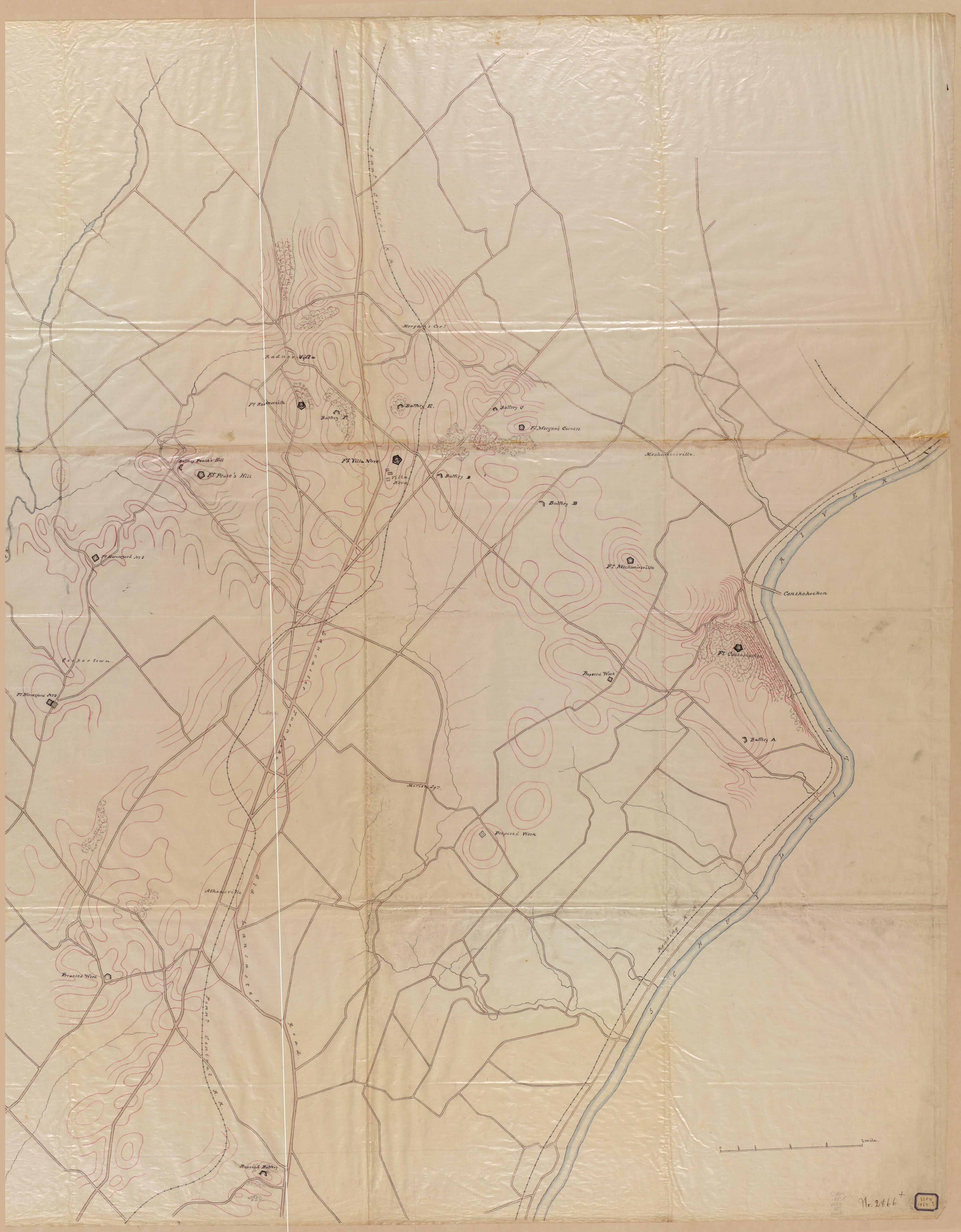 This old map of General Diagram : western Philadelphia City and Adjacent Portions of Delaware and Montgomery Counties, Pennsylvania from 1863 was created by A. D. (Alexander Dallas) Bache, United States Coast Survey in 1863