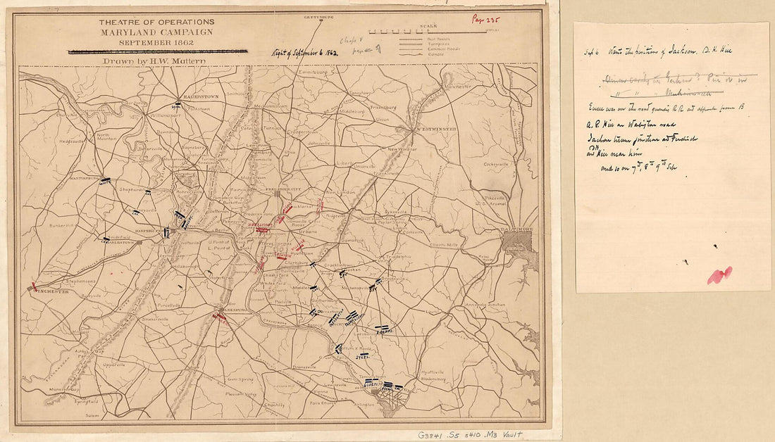 This old map of Theatre of Operations, Maryland Campaign, September from 1862 was created by Ezra Ayers Carman, H. W. Mattern in 1862