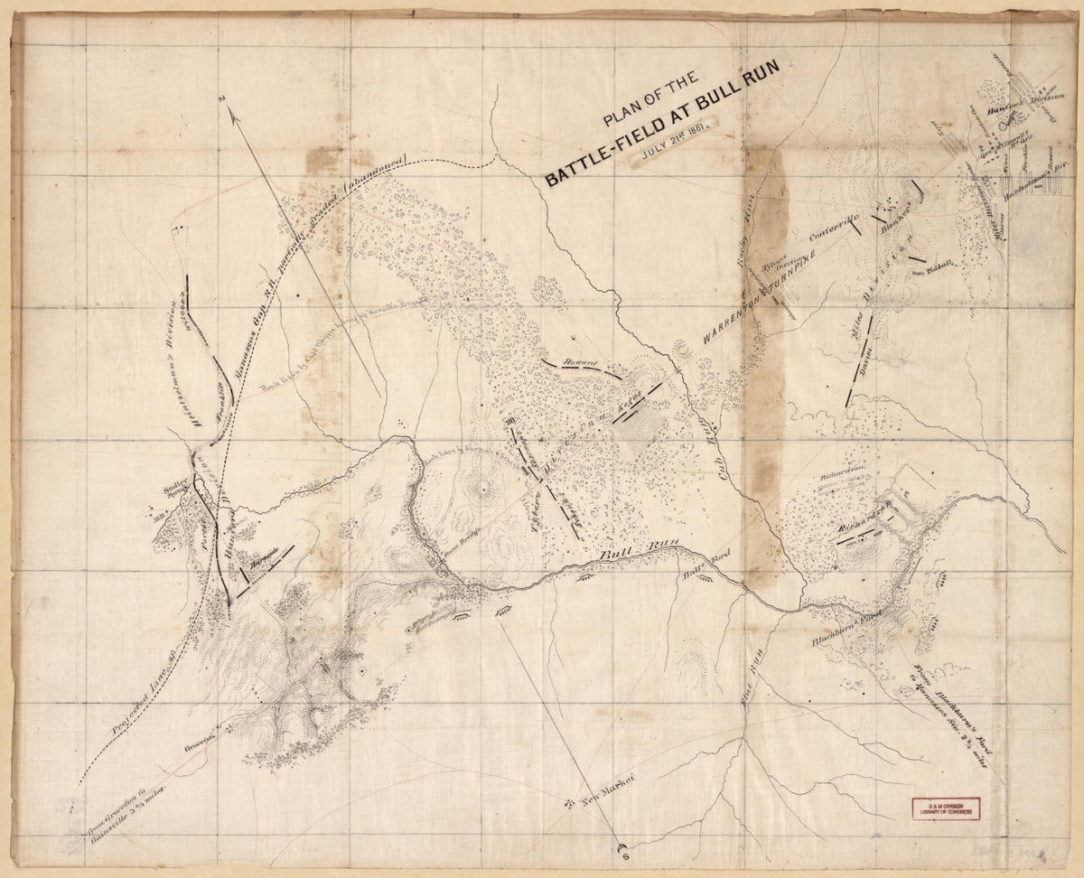 Field at Bull Run, July 21st 1861. (Plan of the Battlefield at Bull Run, July 21st 1861) by Relic Map Company