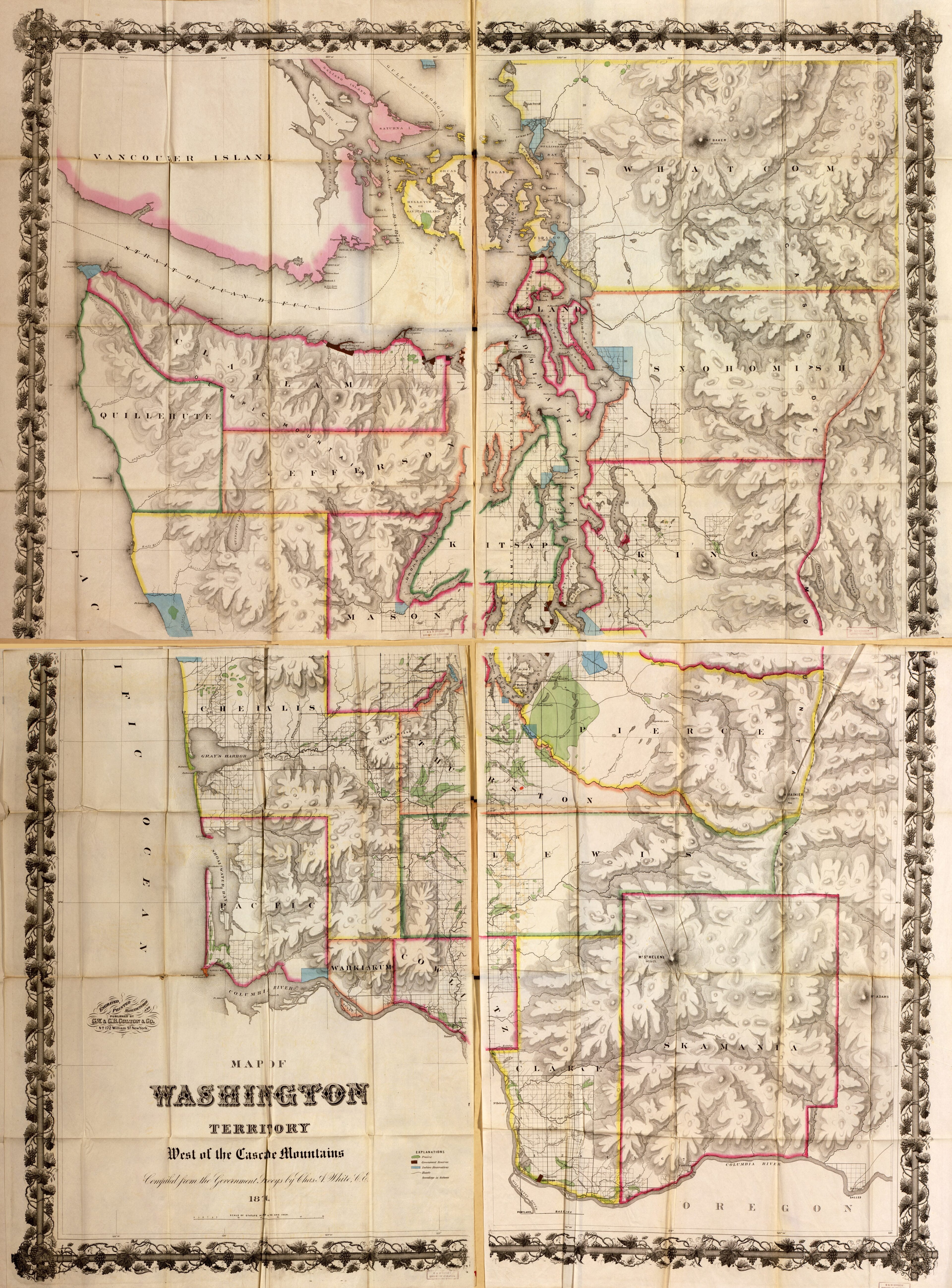 This old map of Map of Washington Territory : West of the Cascade Mountains (Washington Territory) from 1870 was created by G.W. & C.B. Colton & Co, Charles A. White, Charles A. (Charles Abiathar) White in 1870