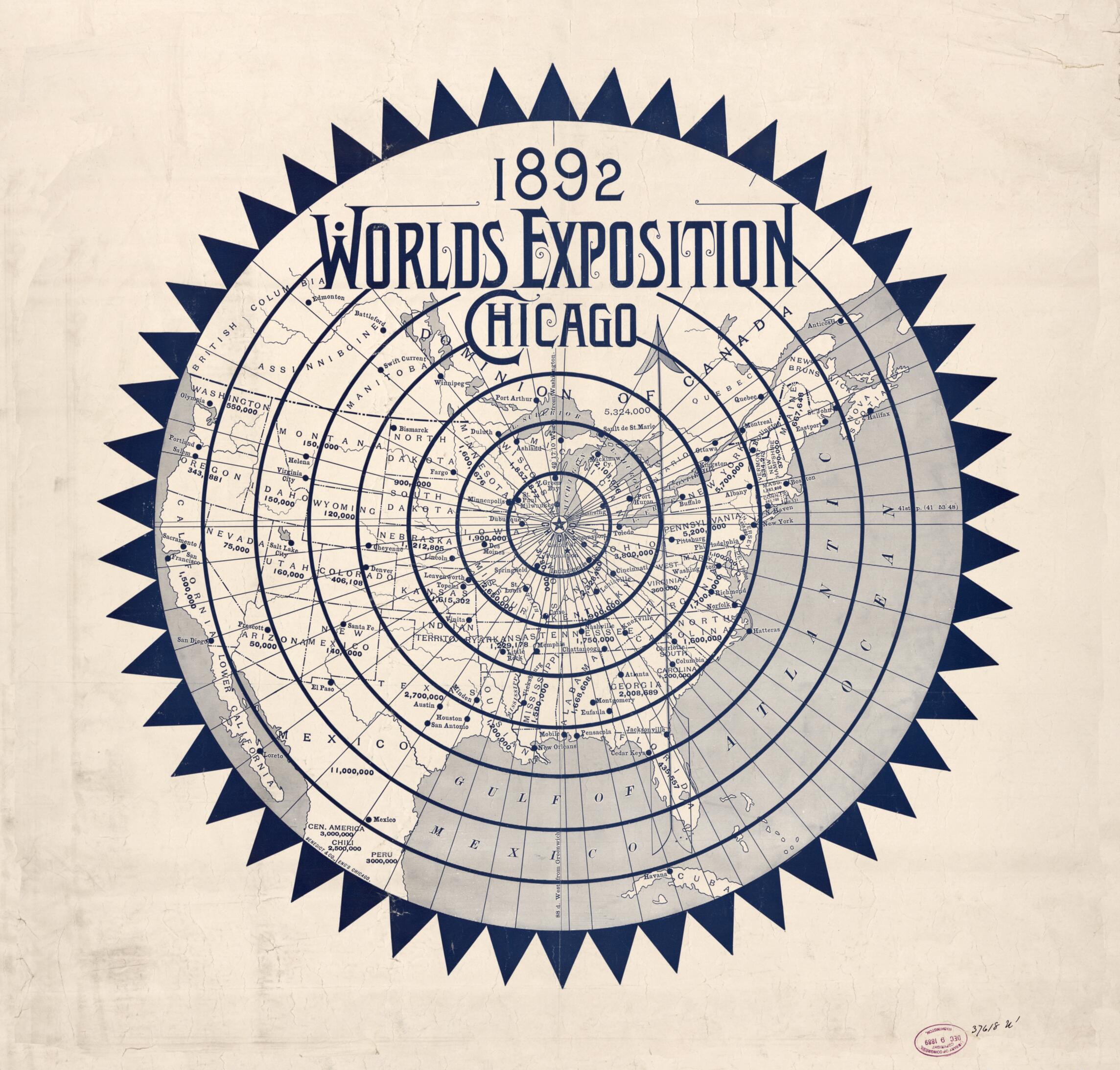 This old map of Worlds Exposition, Chicago from 1892 was created by World&