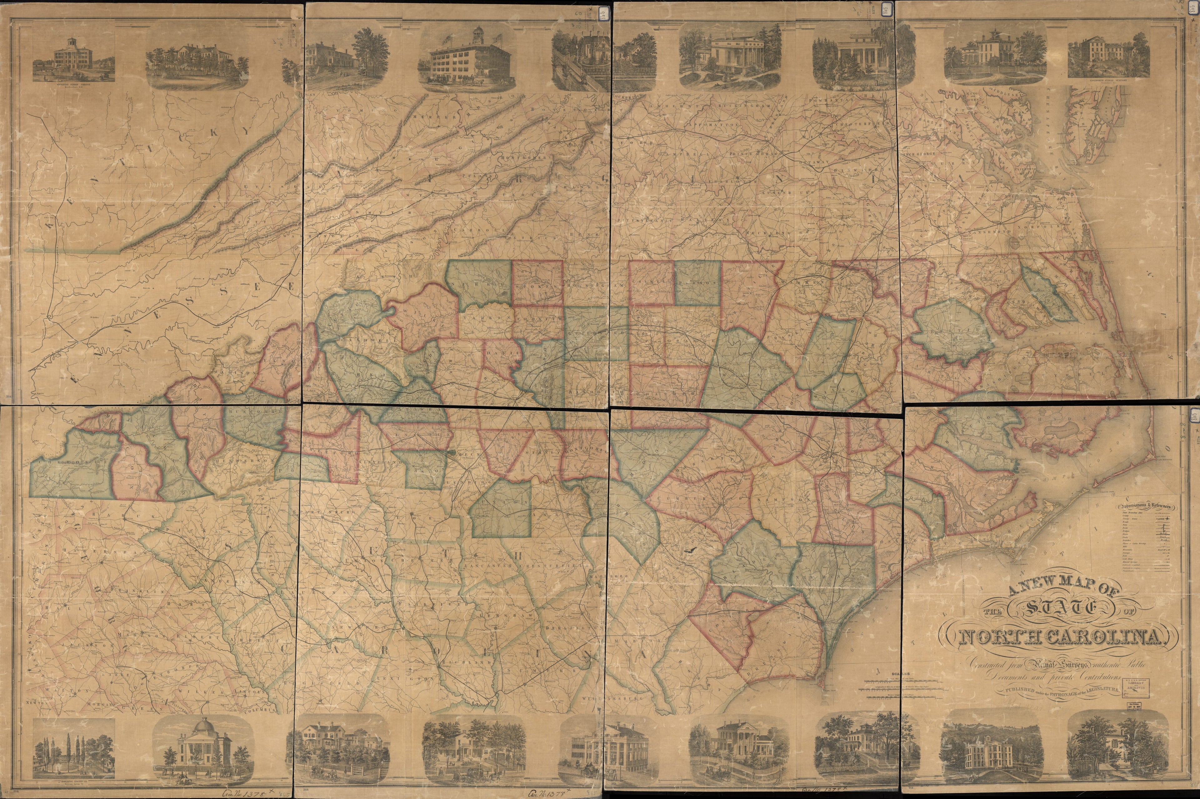 This old map of A New Map of the State of North Carolina, Constructed from Actual Surveys, Authentic Public Documents and Private Contributions from 1860 was created by in 1860