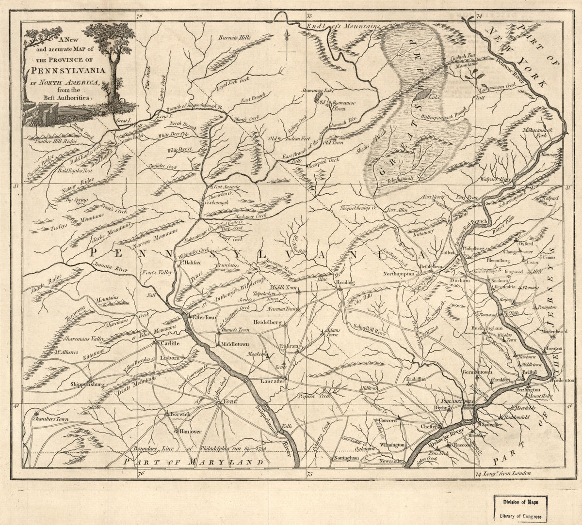A New and Accurate Map of the Province of Pennsylvania, In North America : from the Best Authorities 1780 by Relic Map Company