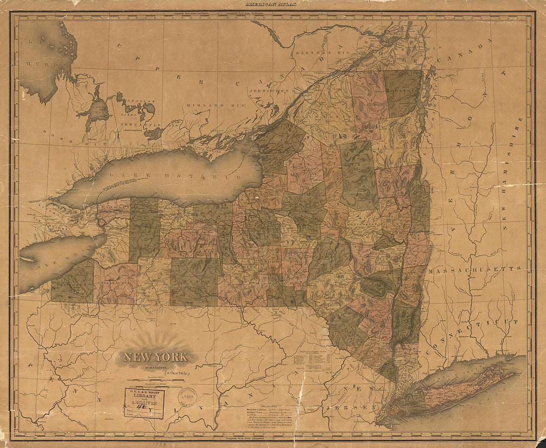 This old map of New York from 1823 was created by Henry Schenck Tanner in 1823