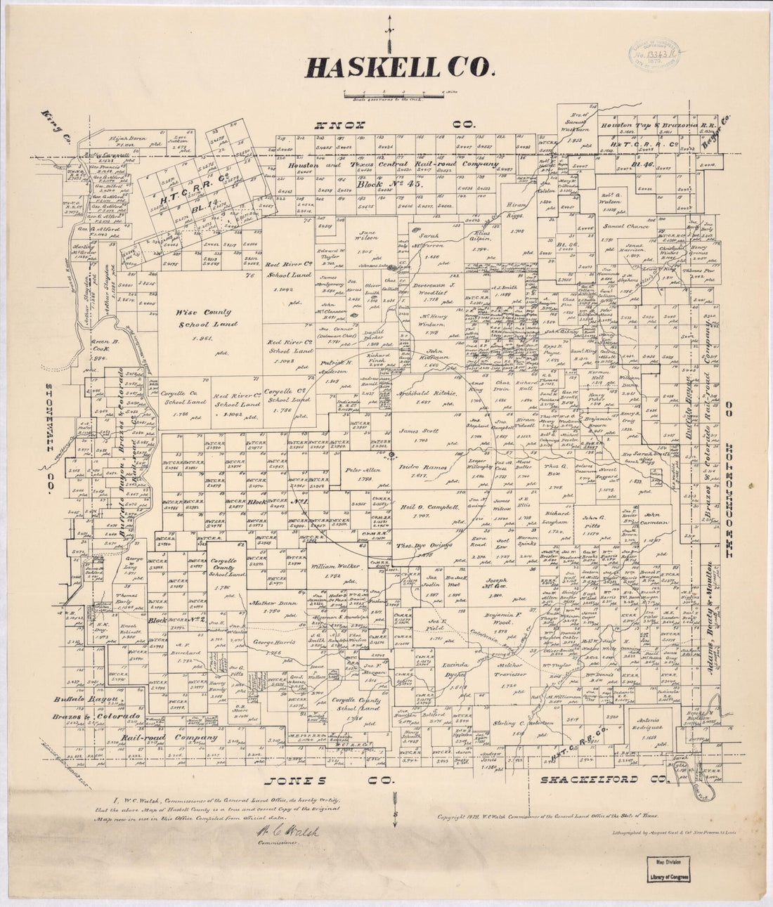 This old map of Map of Haskell County, Texas from 1879 was created by Texas. General Land Office in 1879