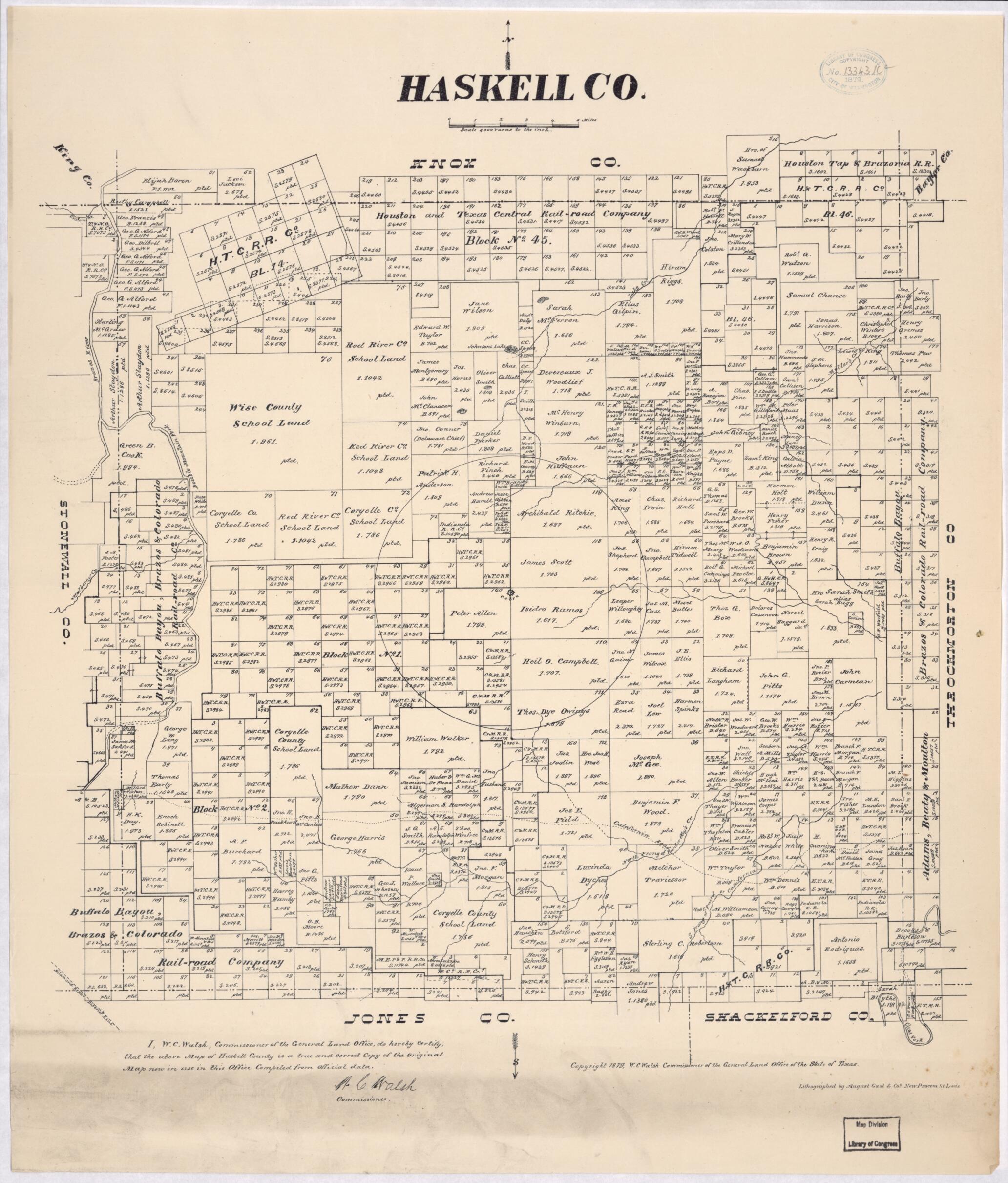 This old map of Map of Haskell County, Texas from 1879 was created by Texas. General Land Office in 1879