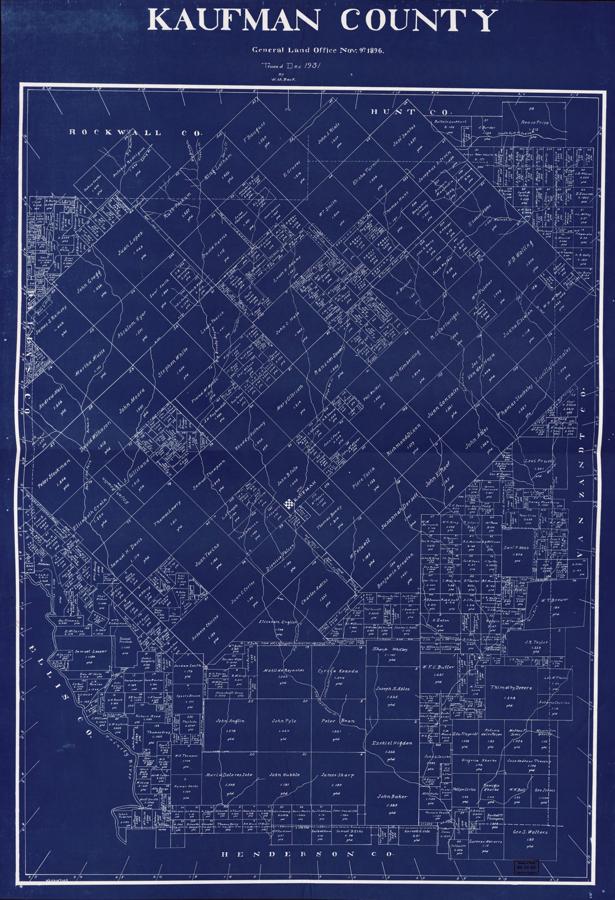 Kaufman County in 1896 by Relic Map Company