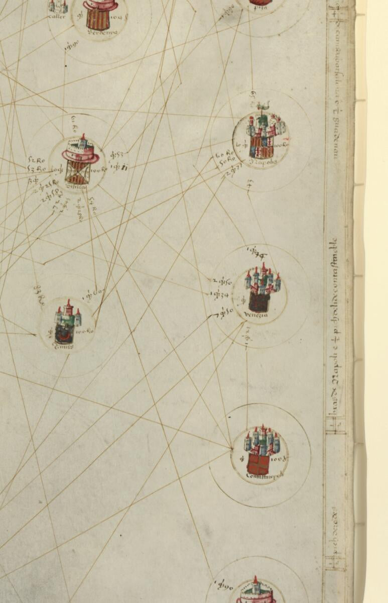 This old map of Asiento Present Hordenat a Payon Les Responsions Dels Pezos E Mezures : Delahun Boch Al Altre De Tots Los Presents Bochs Nnomenats Los Quals Son Cap E Regiment De La Mercadoria Hordenat : Mediterraneo E Europa from 1563 was created by Arn