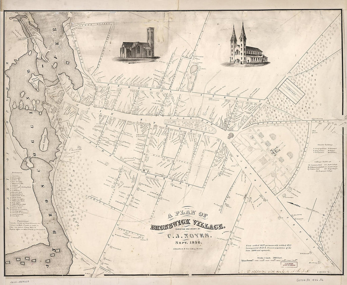 A Plan of Brunswick Village 1846 by Relic Map Company