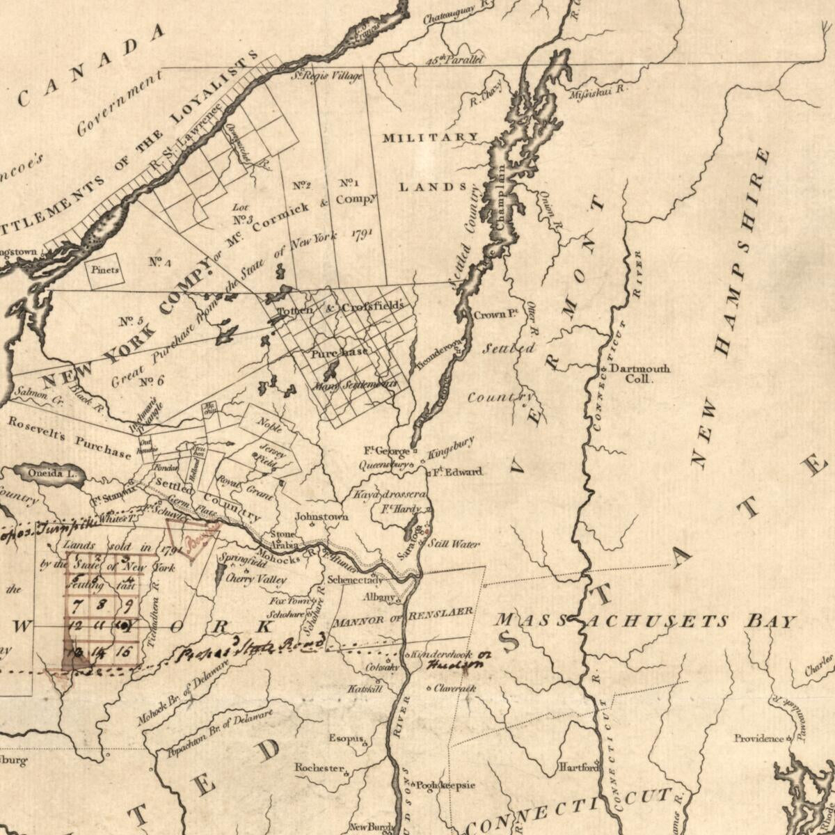 This old map of Map of the Middle States of North America With Part of Canada Shewing the Situation of the Principal Towns, Viz. Columbia i.e. Washington, D.C., Baltimore, Philadelphia, New York, Newport, Rhode Island, Boston & Montreal, Also Their Sever
