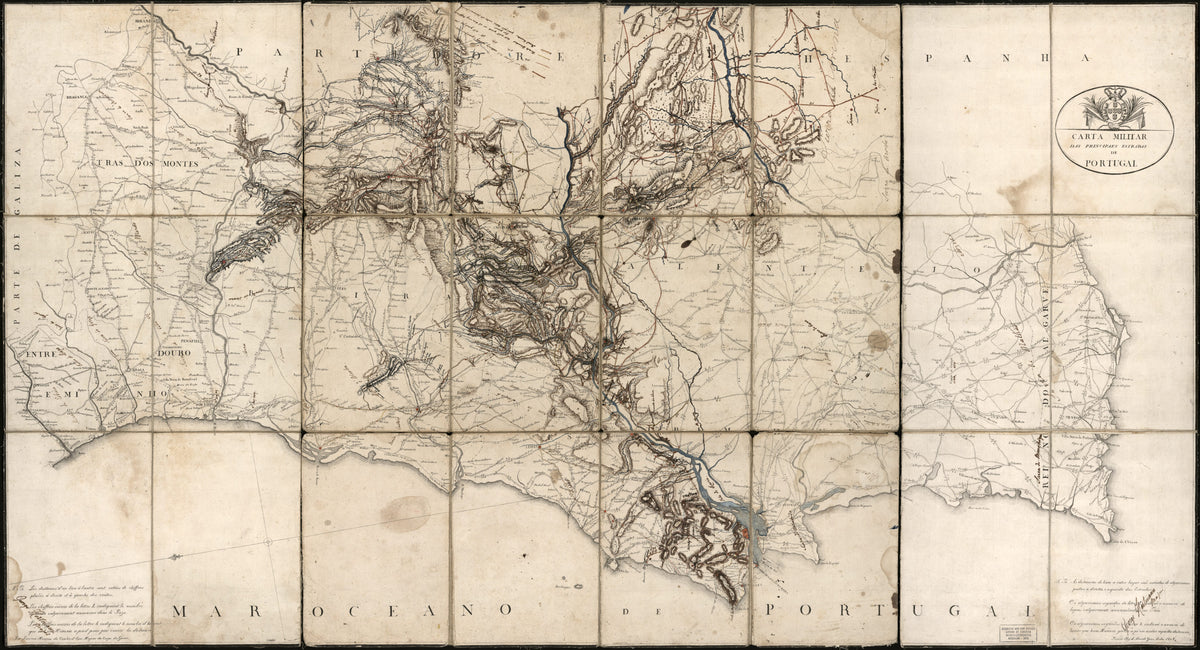 Carta Militar Das Principaes Estradas De Portugal 1808 by Relic Map Company