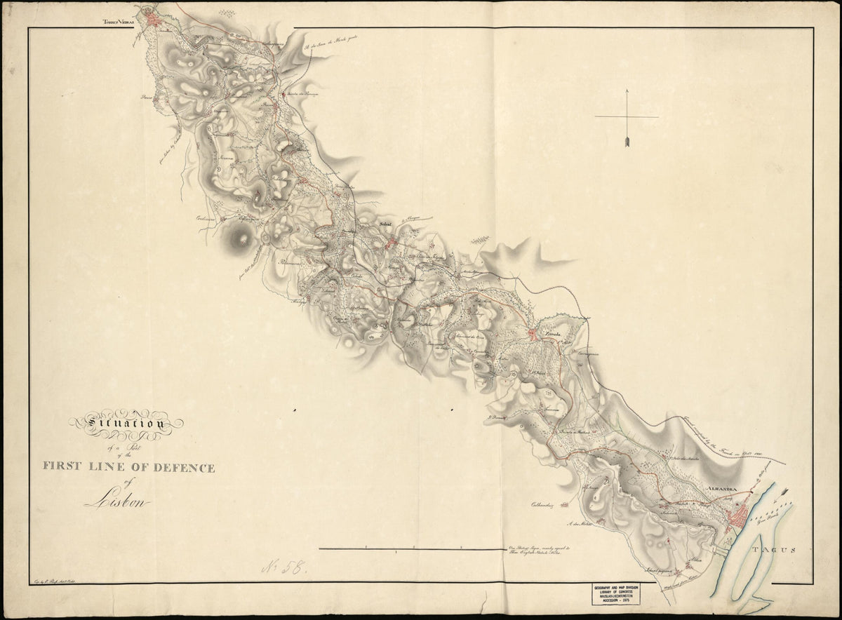 Situation of a Part of the First Line of Defence of Lisbon 1810 by Relic Map Company