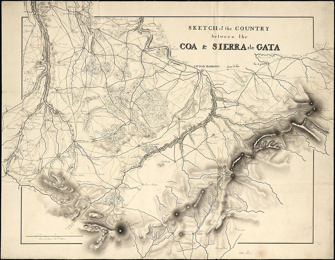 This old map of Sketch of the Country Between the Coa & Sierra De Gata from 1812 was created by Georg Julius Von Hartmann in 1812