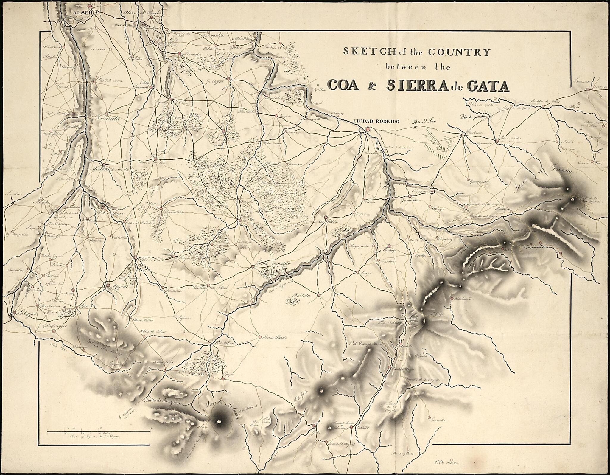 This old map of Sketch of the Country Between the Coa & Sierra De Gata from 1812 was created by Georg Julius Von Hartmann in 1812