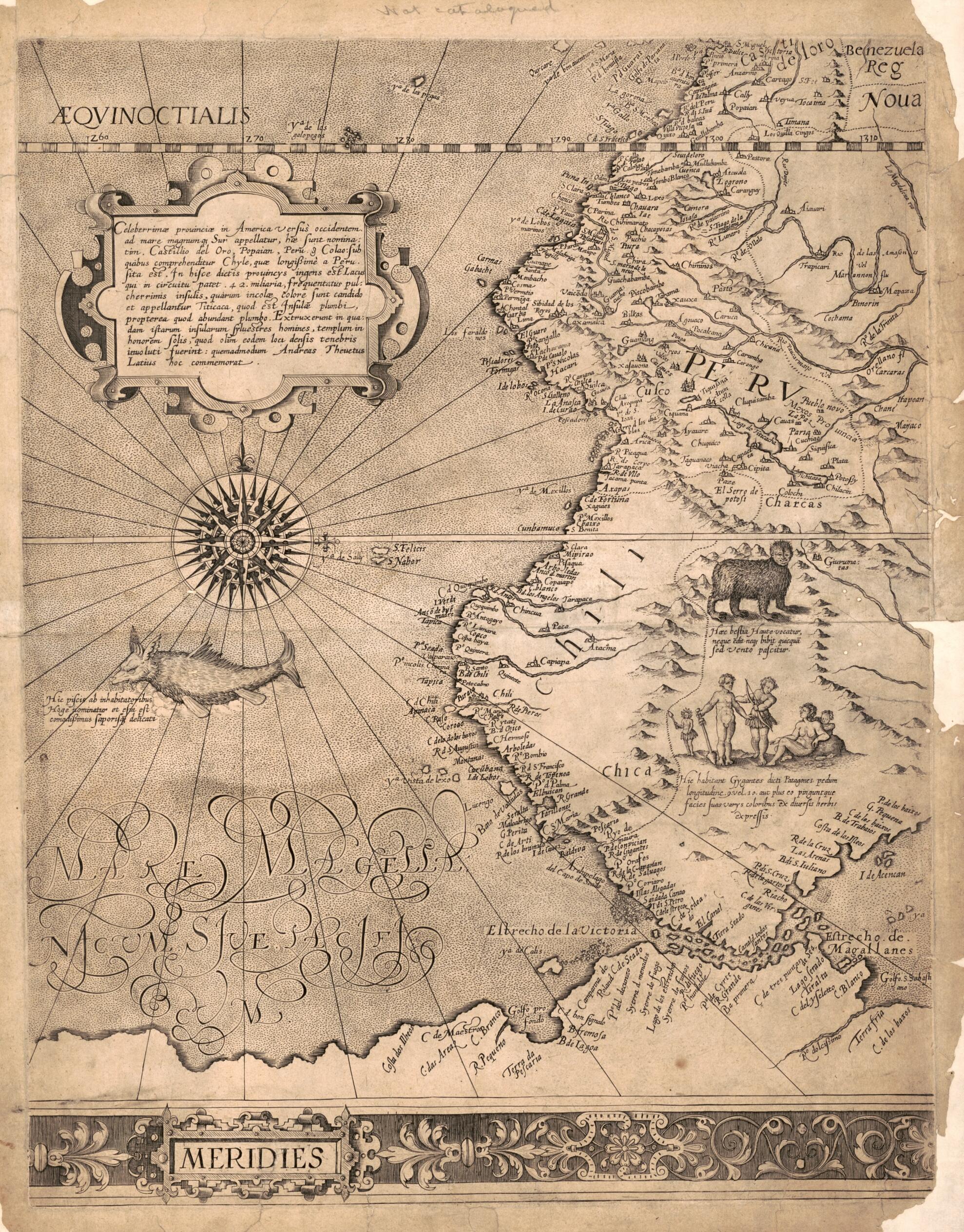 Map of Western South America 1569 by Relic Map Company