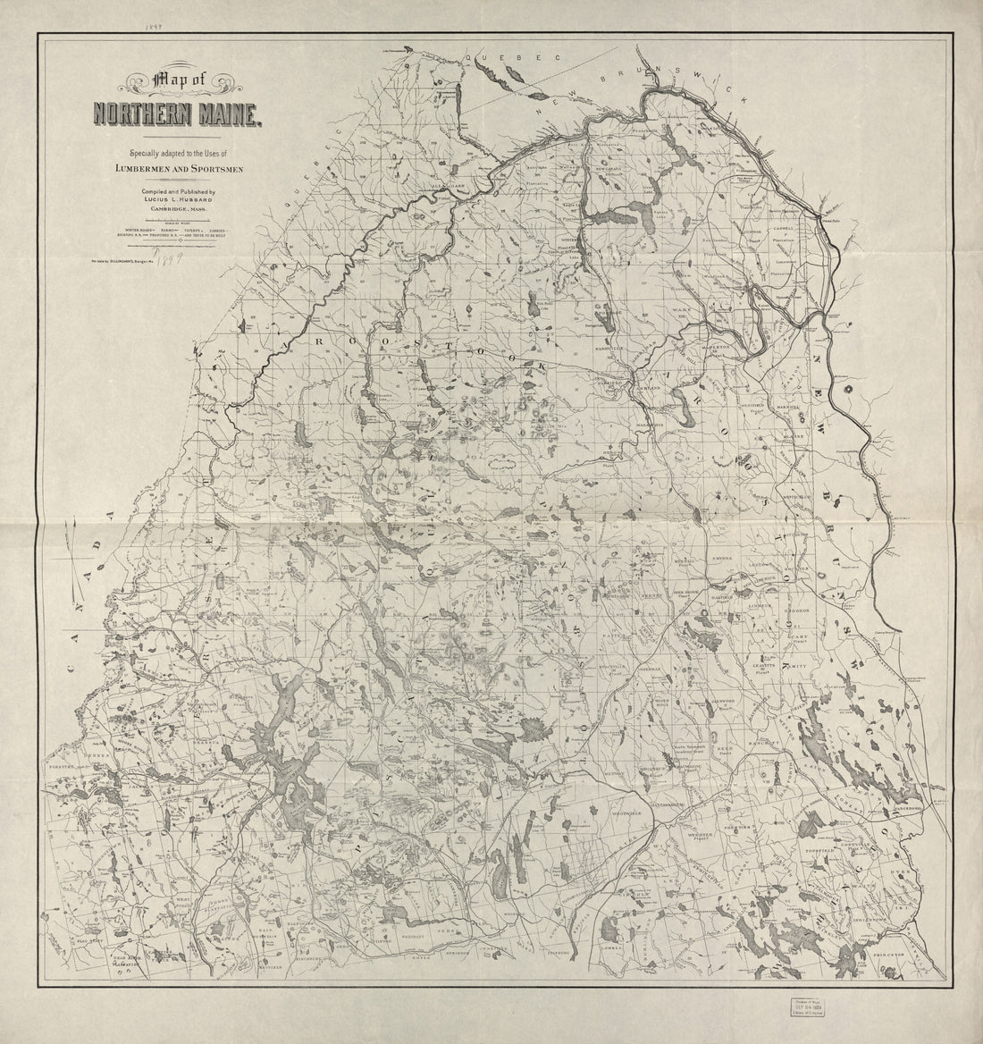 This old map of Map of Northern Maine : Specially Adapted to the Uses of Lumbermen and Sportsmen from 1899 was created by Lucius L. (Lucius Lee) Hubbard in 1899