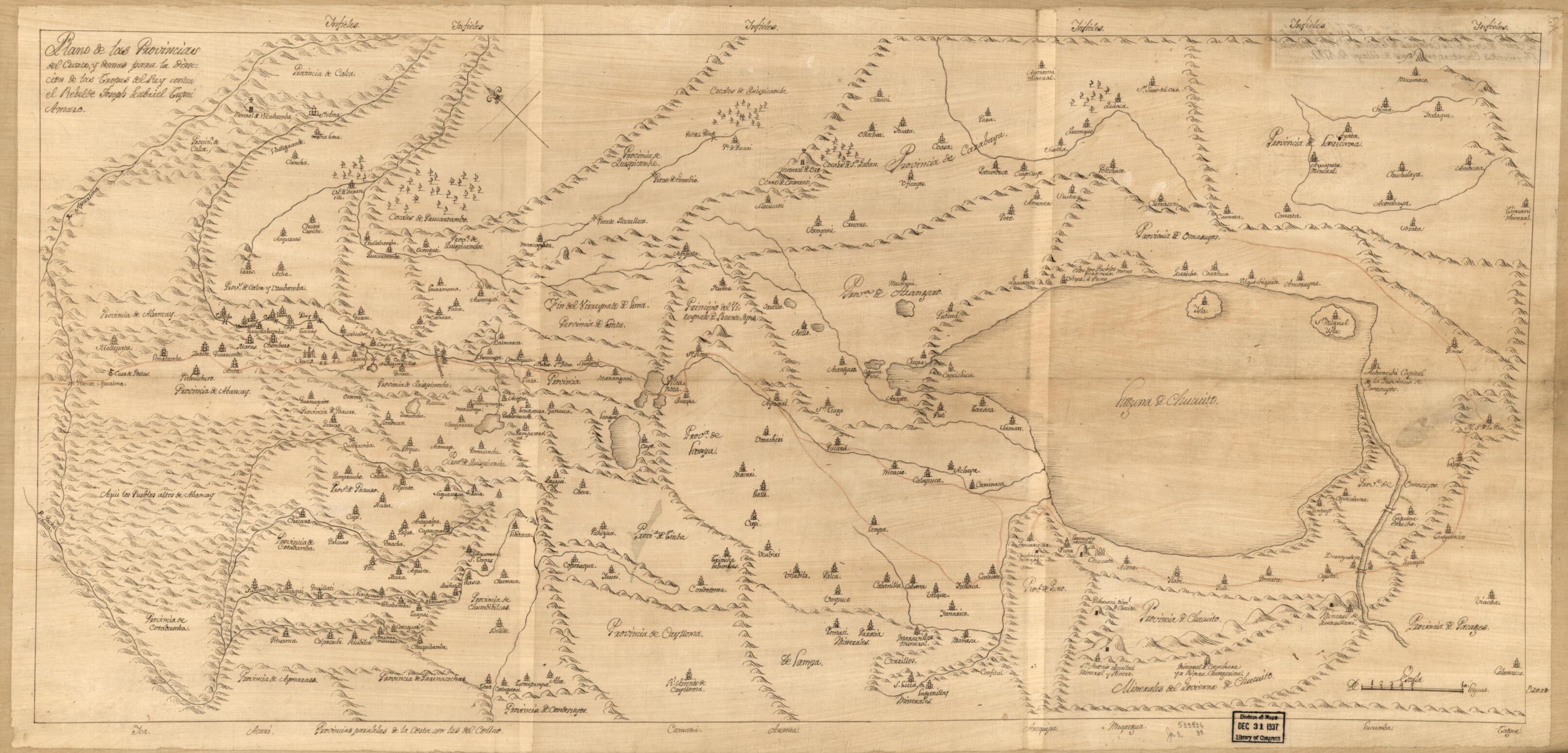 This old map of Plano De Las Provincias Del Cuzco Y Demás Para La Dirección De Las Tropas Del Rey Contra El Rebel De Joseph Gabriel Tupac Amaro from 1782 was created by in 1782
