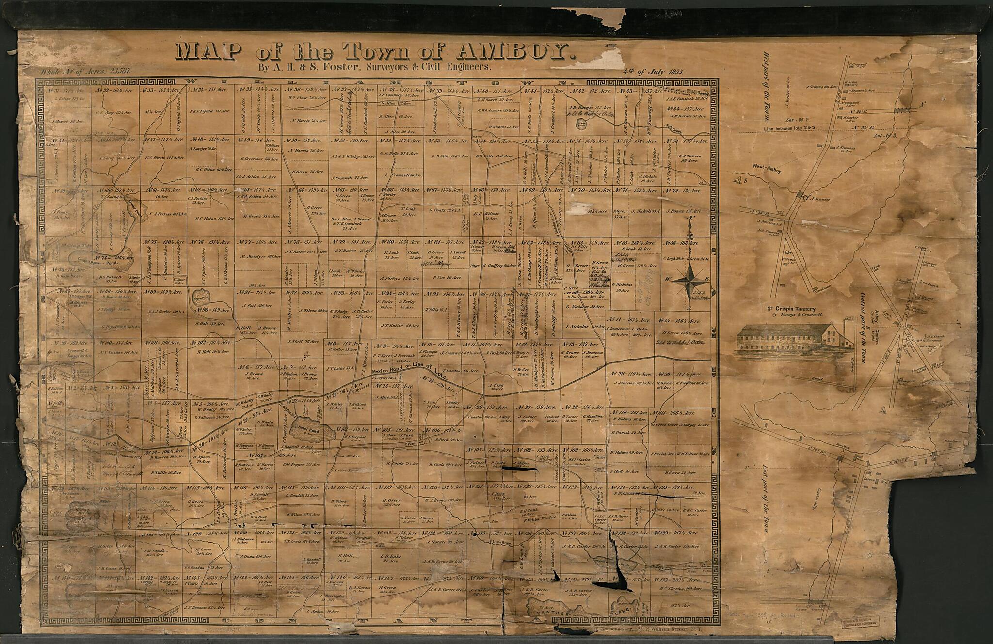 This old map of Map of the Town of Amboy from 1855 was created by A.H. & S. Foster (Firm), Frederick Heppenheimer in 1855
