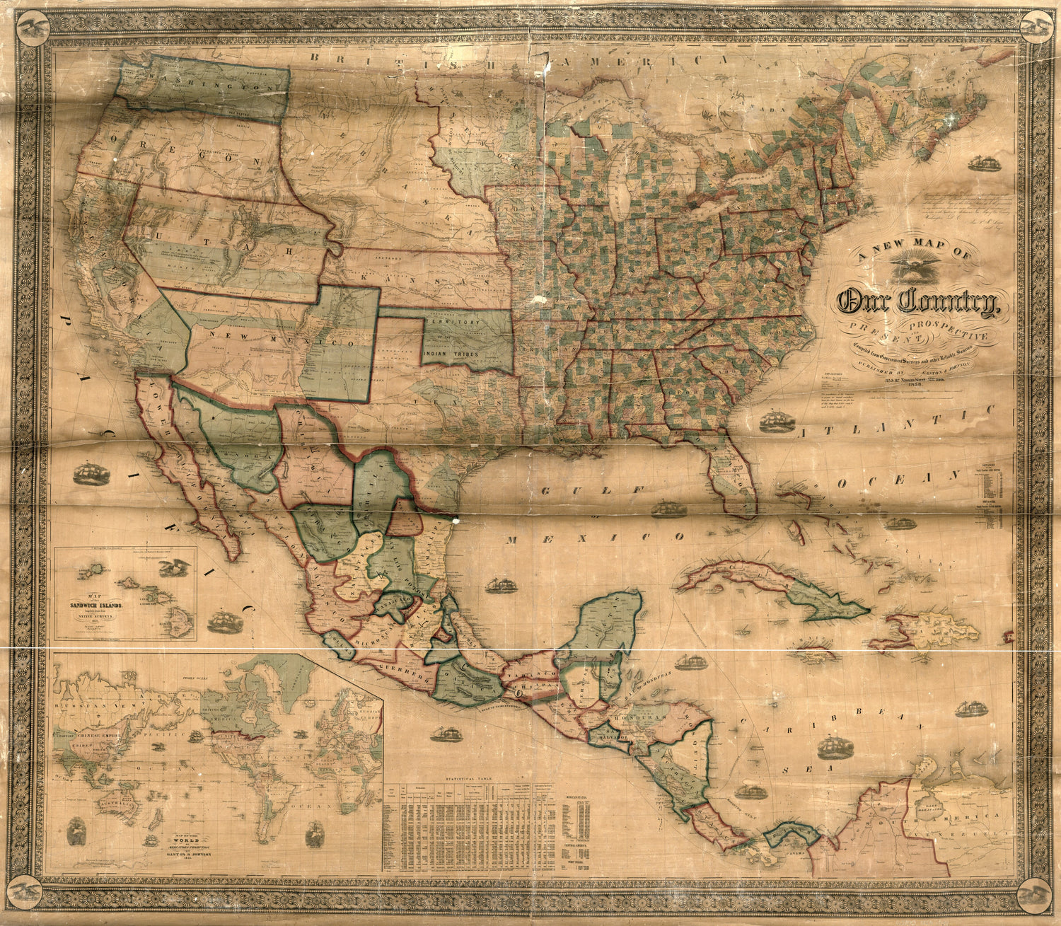 This old map of A New Map of Our Country, Present and Prospective : United States : Compiled from Government Surveys and Other Reliable Sources from 1856 was created by  Gaston & Johnson in 1856