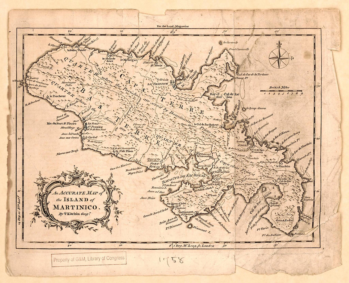An Accurate Map of the Island of Martinico 1758 by Relic Map Company