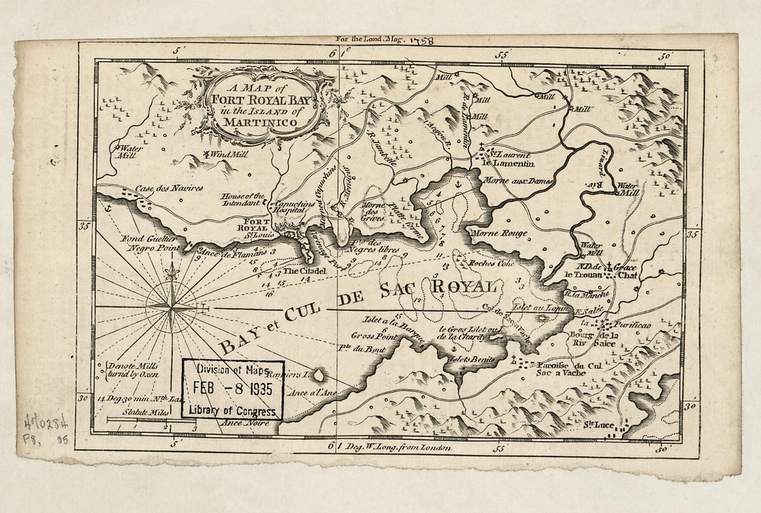 This old map of A Map of Fort Royal Bay In the Island of Martinico from 1758 was created by in 1758