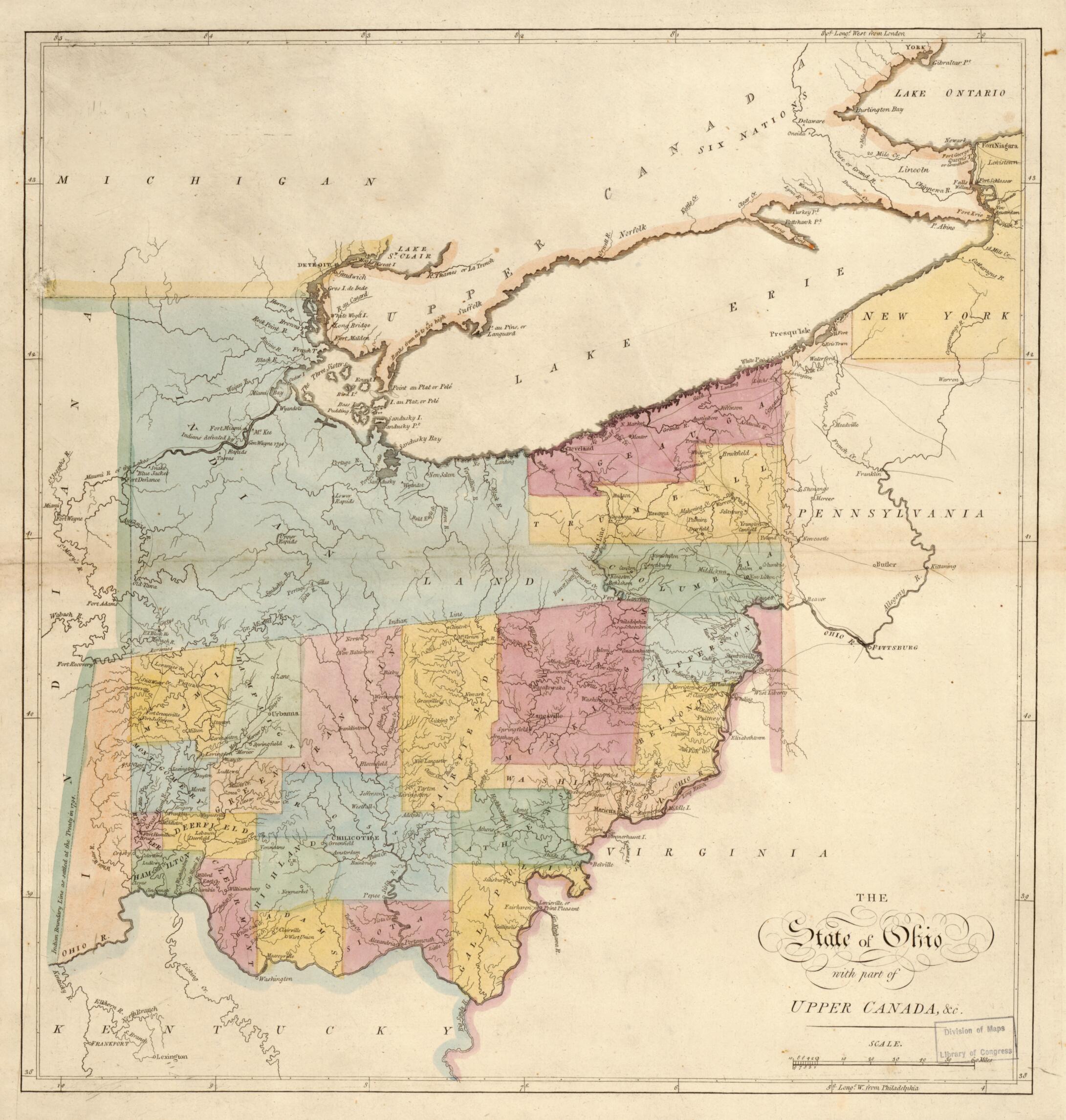 This old map of The State of Ohio, With Part of Upper Canada, &c from 1814 was created by Mathew Carey in 1814