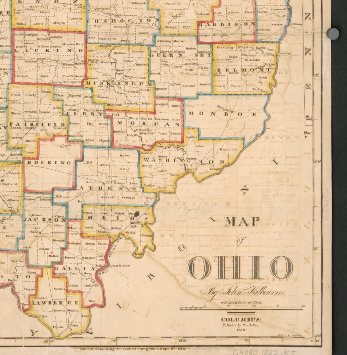 This old map of Map of Ohio from 1822 was created by  American Antiquarian Society, John Kilbourn in 1822