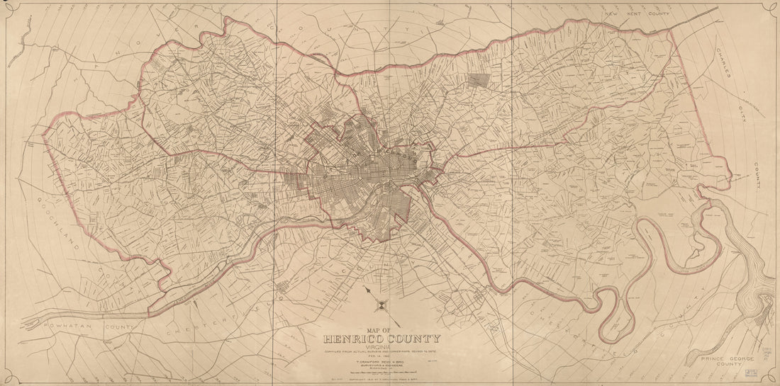 This old map of Map of Henrico County, Virginia from 1916 was created by T. Crawford Redd & Brother in 1916