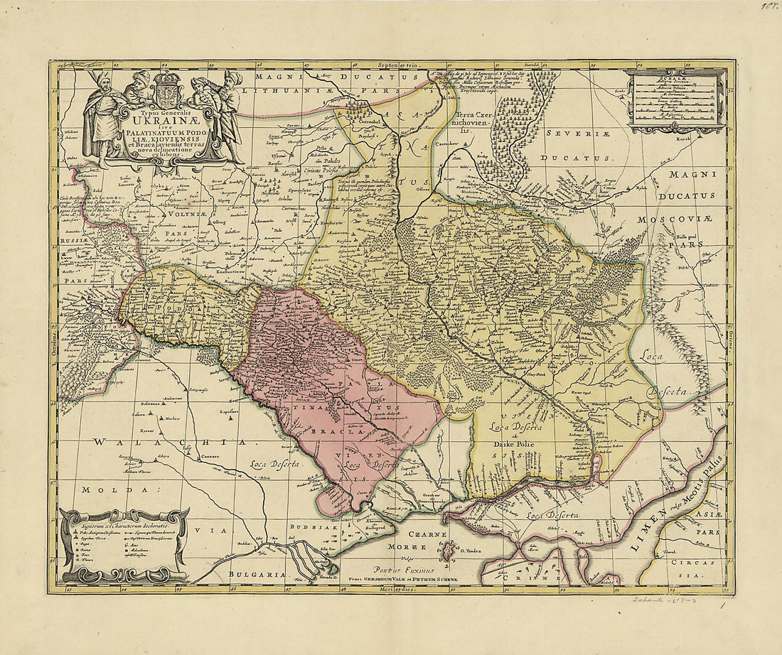 This old map of Typus Generalis Ukrainae : Sive Palatinatuum Podoliae, Kioviensis Et Braczlaviensis Terras Nova Delineatione Exhibens from 1705 was created by Peter Schenk, G. (Gerard) Valck in 1705